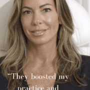 Julie, a woman, looks at camera with a smile